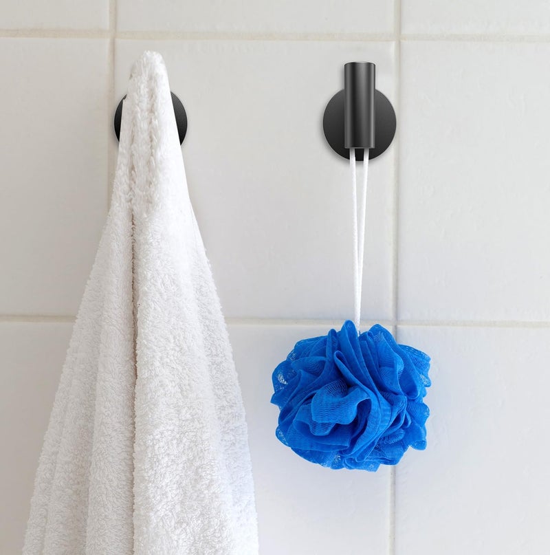 Homagic 2 Pack Bathroom Towel Hooks Wall Mount Hooks Matte Black Towel Racks Coat Hooks, Heavy Duty Robe Hook Holder for Kitchen Garage Home Hotel Office Cabinet - Image 2